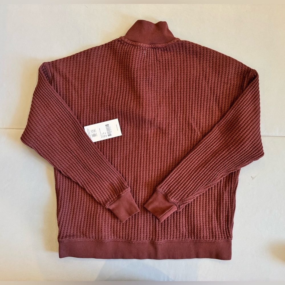 MATE the Label Organic Waffle Half Zip Sweatshirt In Cinnamon - Picture 10 of 10